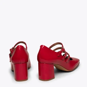 MiMaO ShopOnline SHINE – Chaussures En Cuir Verni Avec Bracelets ROUGE magasin pas cher 13