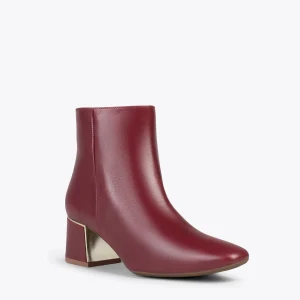 soldes de Noël MiMaO ShopOnline GOLD – Bottines à Talon Large Avec Détail Doré BORDEAUX 15