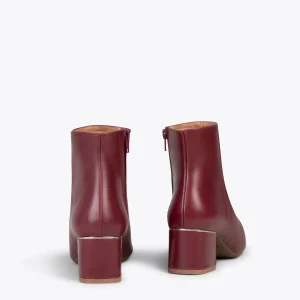 soldes de Noël MiMaO ShopOnline GOLD – Bottines à Talon Large Avec Détail Doré BORDEAUX 13