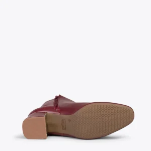 soldes de Noël MiMaO ShopOnline GOLD – Bottines à Talon Large Avec Détail Doré BORDEAUX 17