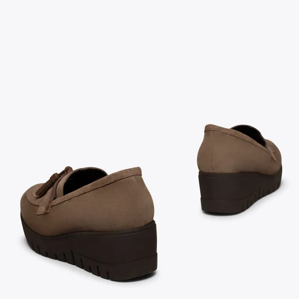 MiMaO ShopOnline POMPON – Mocassins Compensés Et à Plateforme TAUPE en ligne vente 4