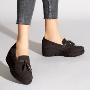 vente pas cher en ligne MiMaO ShopOnline POMPON – Mocassins Compensés Et à Plateforme GRIS 19