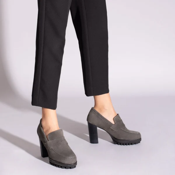 MiMaO ShopOnline TREND – Mocassin à Talon Et Plateforme GRIS Vente 7