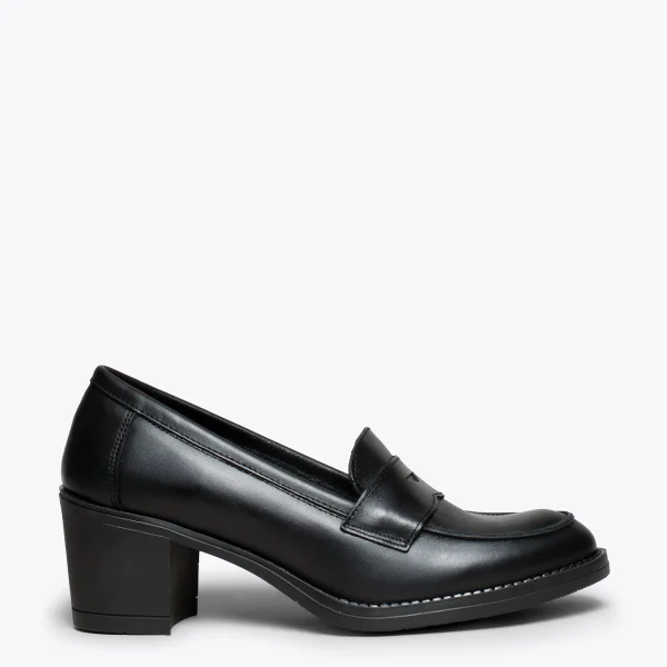 grande marque pas cher MiMaO ShopOnline MOKKA – Mocassin En Cuir Nappa à Talon NOIR 1