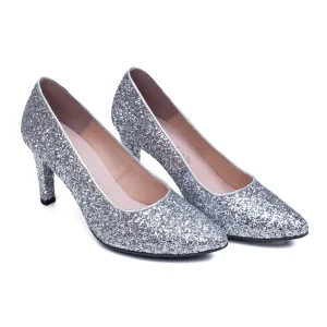 en france MiMaO ShopOnline GLAM STAR – Chaussure Glitter à Talon Aiguille ARGENTÉ 12