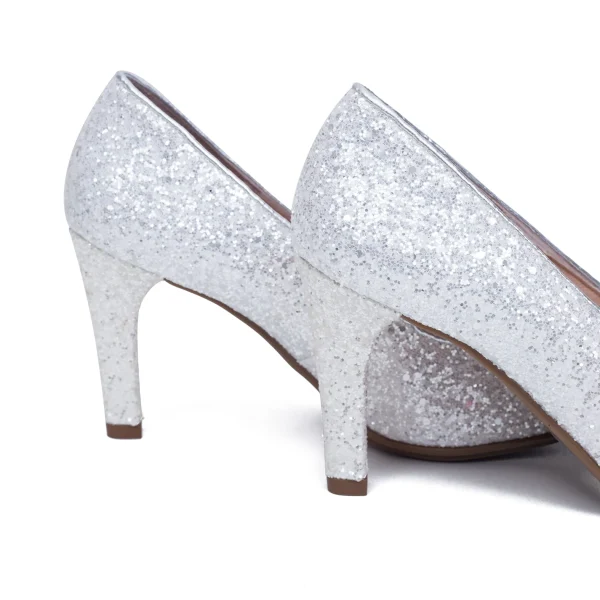 magasin france MiMaO ShopOnline GLAM STAR – Chaussure Glitter à Talon Aiguille BLANC 5