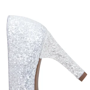 magasin france MiMaO ShopOnline GLAM STAR – Chaussure Glitter à Talon Aiguille BLANC 20