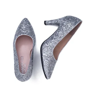 en france MiMaO ShopOnline GLAM STAR – Chaussure Glitter à Talon Aiguille ARGENTÉ 14