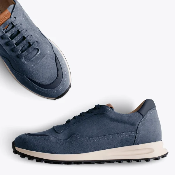 Réductions MiMaO ShopOnline BOSTON – Baskets En Cuir Pour Homme BLEU 3