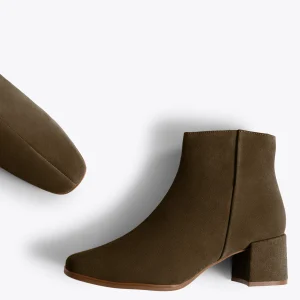 MiMaO ShopOnline CITY – Bottines à Talon Avec Bout Carré KHAKI en promotion 11