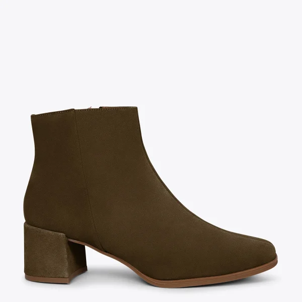 MiMaO ShopOnline CITY – Bottines à Talon Avec Bout Carré KHAKI en promotion 1