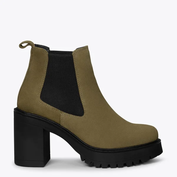 grande promotion MiMaO ShopOnline TOKIO – Bottines Chelsea Avec Talon Et Plateforme KHAKI 1