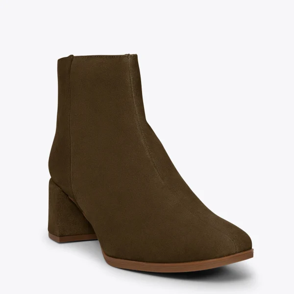 MiMaO ShopOnline CITY – Bottines à Talon Avec Bout Carré KHAKI en promotion 5