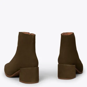 MiMaO ShopOnline CITY – Bottines à Talon Avec Bout Carré KHAKI en promotion 13