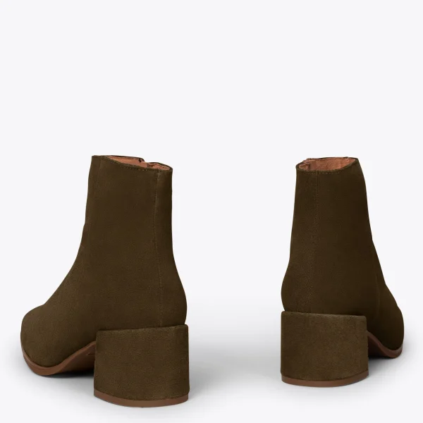 MiMaO ShopOnline CITY – Bottines à Talon Avec Bout Carré KHAKI en promotion 4