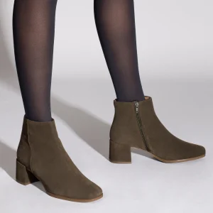 MiMaO ShopOnline CITY – Bottines à Talon Avec Bout Carré KHAKI en promotion 19