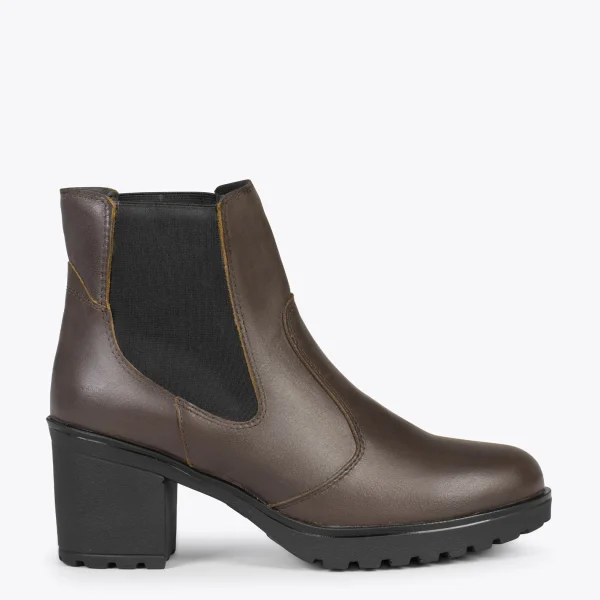 marque moins cher MiMaO ShopOnline SOHO – Bottines Chelsea à Talon CAFÉ 1