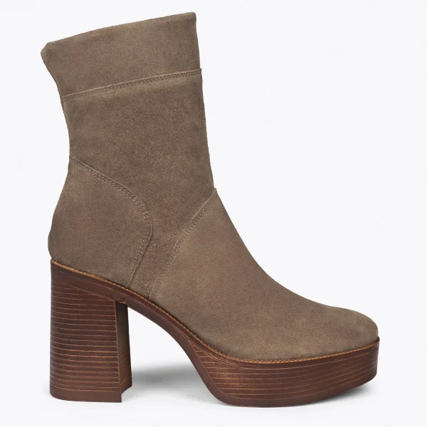 MiMaO ShopOnline SOUL – Bottines à Tige Haute En Cuir Nubuck TAUPE achat 1