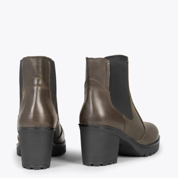 marque moins cher MiMaO ShopOnline SOHO – Bottines Chelsea à Talon CAFÉ 4