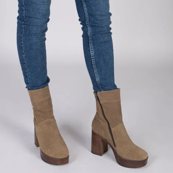 MiMaO ShopOnline SOUL – Bottines à Tige Haute En Cuir Nubuck TAUPE achat 7