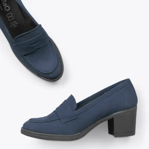 MiMaO ShopOnline MOKKA – Mocassin En Nubuck à Talon BLEU MARINE en promotion 11