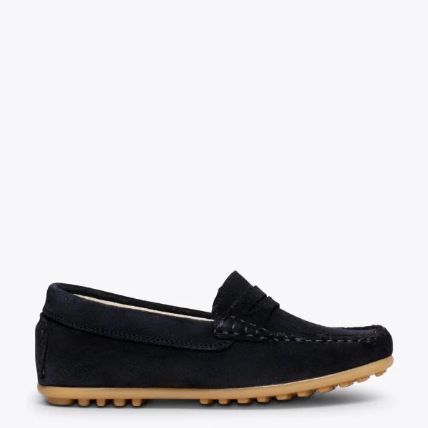 MiMaO ShopOnline MOCCASÍN – Mocassins BLEU MARINE Pour Enfants En Cuir design à la mode 1