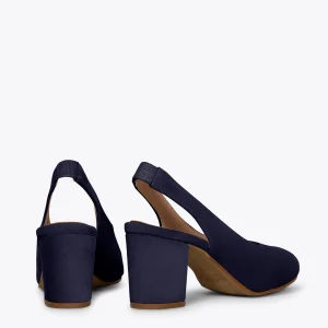 MiMaO ShopOnline WOMAN – Chaussures Sans Talon Peep-toe BLEU MARINE Nouveau 13