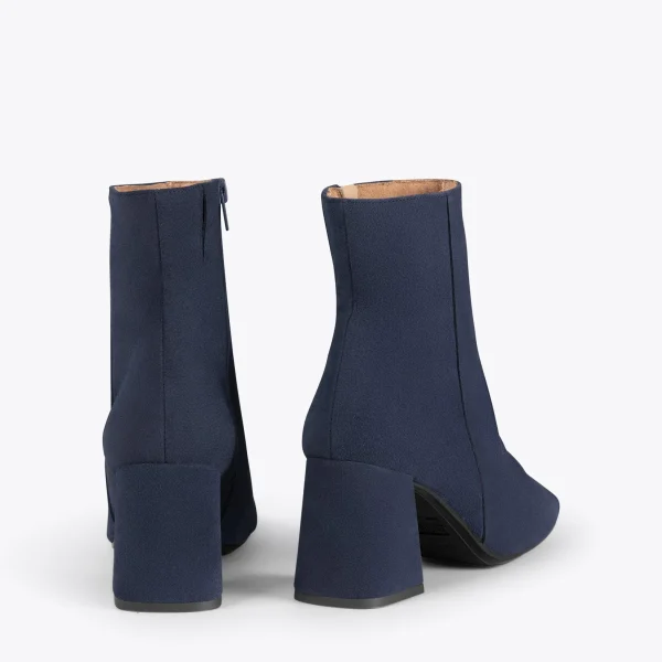 MiMaO ShopOnline PARIS – Bottines à Talon Bloc Et Bout Carré BLEU MARINE prix abordable 4