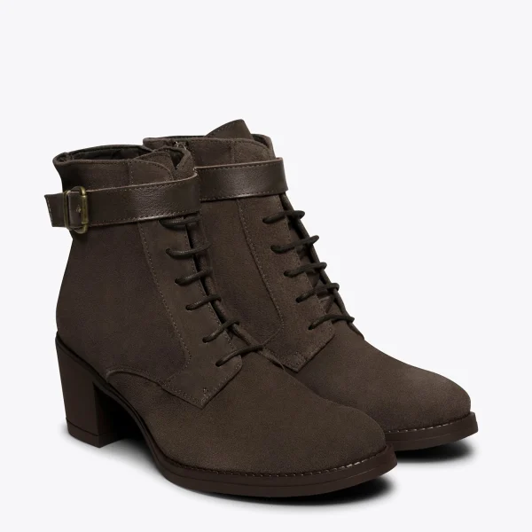 MiMaO ShopOnline TOP – Bottines à Lacets MARRON à Talon Couleurs variées 3