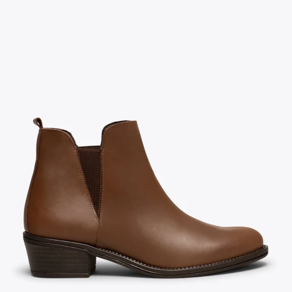 boutique en ligne france MiMaO ShopOnline JEANS – Bottines à Petit Talon Avec élastique MARRON 1