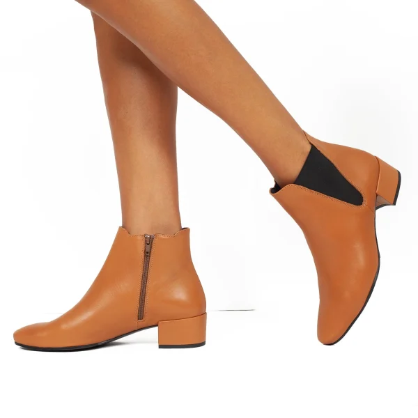 soldes ligne MiMaO ShopOnline ÉLÉGANCE Bottines Pour Femme Avec élastique COGNAC 6