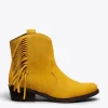 boutique en ligne MiMaO ShopOnline BOHO- Bottines MOUTARDE Style Cowboy Avec Franges 25