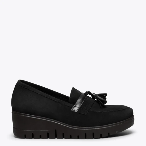 MiMaO ShopOnline POMPON – Mocassins Compensés Et à Plateforme NOIR dernière tendance 1