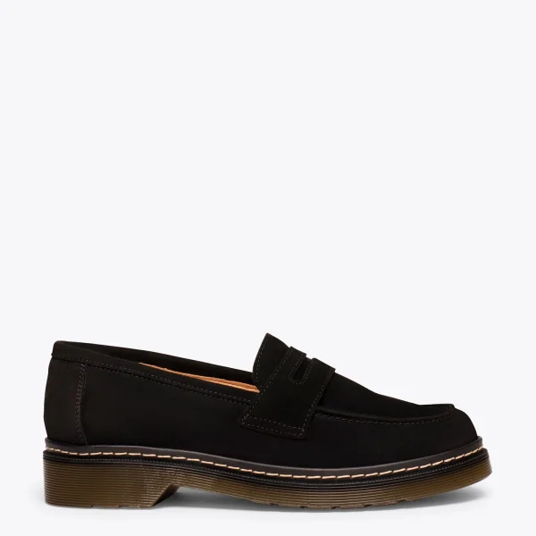 grande qualité MiMaO ShopOnline BRIXTON – Mocassin Cuir NOIR Avec Détail En Forme De Masque 1