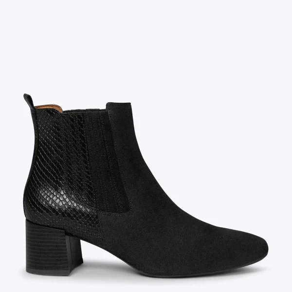 MiMaO ShopOnline DUO – Bottines En Cuir NOIR Avec Imprimé Serpent Nouveau 1