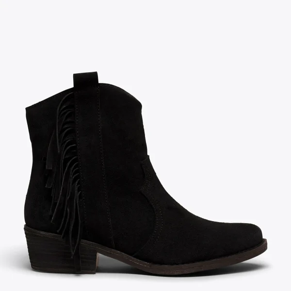 site en ligne MiMaO ShopOnline BOHO- Bottines NOIR Style Cowboy Avec Franges 1