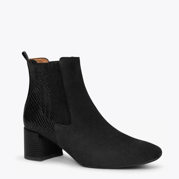 MiMaO ShopOnline DUO – Bottines En Cuir NOIR Avec Imprimé Serpent Nouveau 5