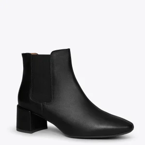 Achat MiMaO ShopOnline BOTTIN URBAN – Bottines Chelsea En Cuir à Talon Large NOIR 15