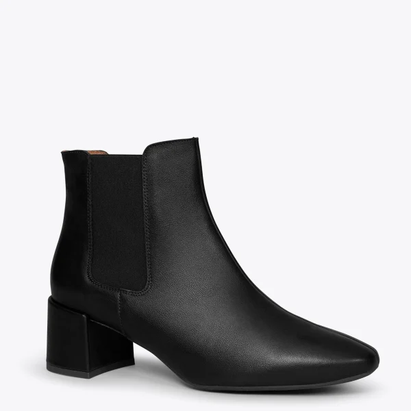 Achat MiMaO ShopOnline BOTTIN URBAN – Bottines Chelsea En Cuir à Talon Large NOIR 5