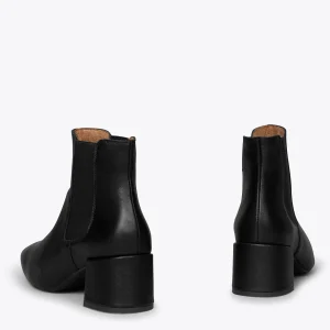 Achat MiMaO ShopOnline BOTTIN URBAN – Bottines Chelsea En Cuir à Talon Large NOIR 13