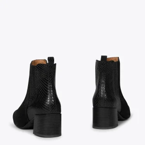 MiMaO ShopOnline DUO – Bottines En Cuir NOIR Avec Imprimé Serpent Nouveau 13