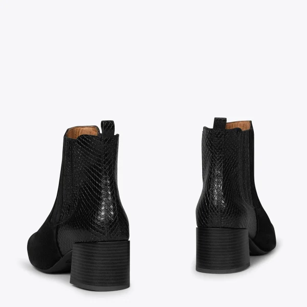 MiMaO ShopOnline DUO – Bottines En Cuir NOIR Avec Imprimé Serpent Nouveau 4