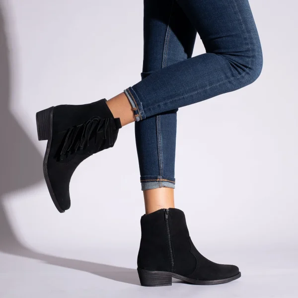 site en ligne MiMaO ShopOnline BOHO- Bottines NOIR Style Cowboy Avec Franges 7