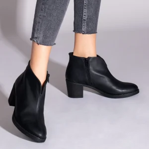 MiMaO ShopOnline BASIC – Bottines NOIR Basiques à Talon Large Et Décolleté En V nouvelle saison 19