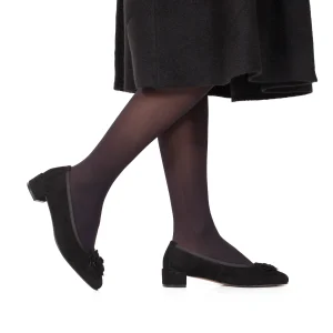 dernière tendance MiMaO ShopOnline FLEUR- Ballerine En Daim Avec Fleur NOIR 22