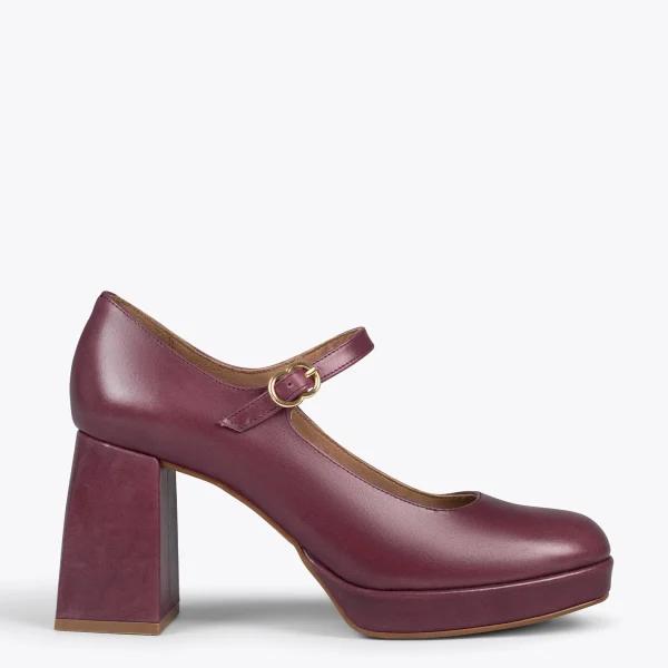 Réductions MiMaO ShopOnline BRIGITTE – Chaussures à Bracelet Et Talon Bloc BORDEAUX 1