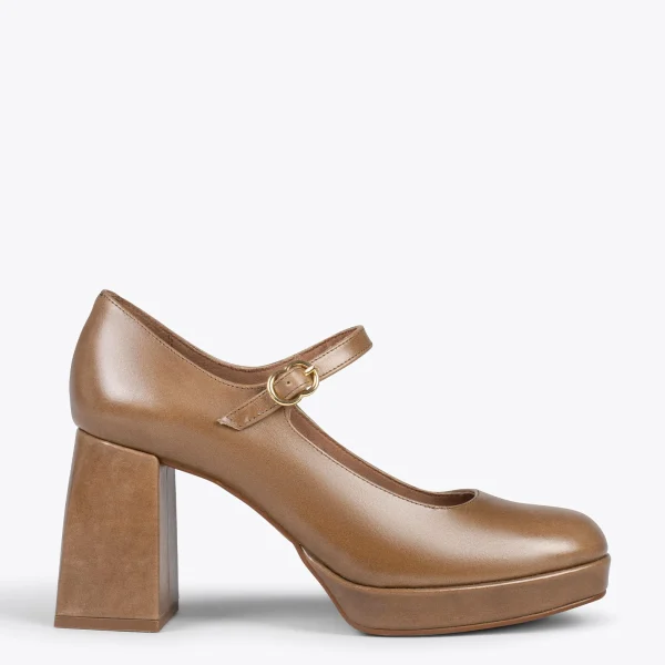 MiMaO ShopOnline BRIGITTE – Chaussures à Bracelet Et Talon Bloc TAUPE marques de renommée 1