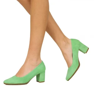 magasin paris MiMaO ShopOnline CHAUSSURES DAIM À PETIT TALON VERT POMME URBAN S 19