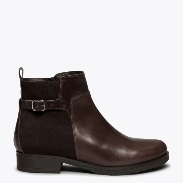 MiMaO ShopOnline DUO – Bottines Plates CHOCOLAT Avec Cuir Combiné guranteed de qualité 1