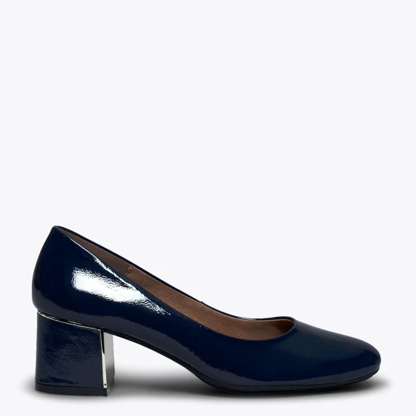 MiMaO ShopOnline URBAN DAME – Chaussure En Cuir Verni à Talon Moyen BLEU MARINE en ligne 1